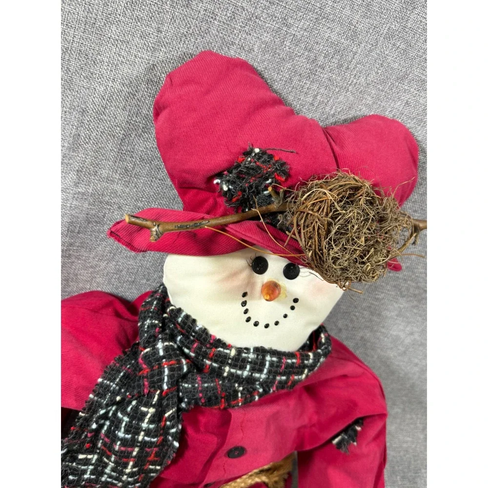 VTG Primitive Snowman Plush Doll 36